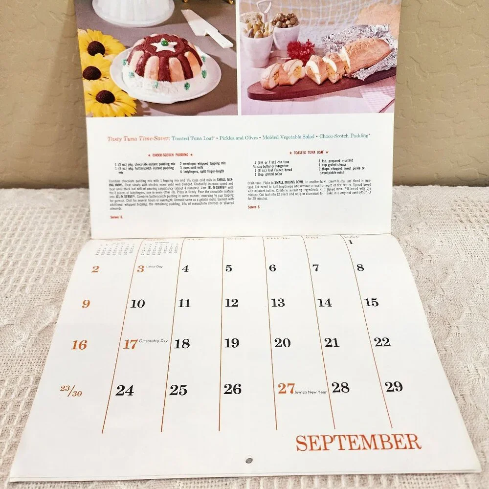 1973 MCM Vintage Unused Tupperware Calendar + Mailing Envelope and Letter NOS
